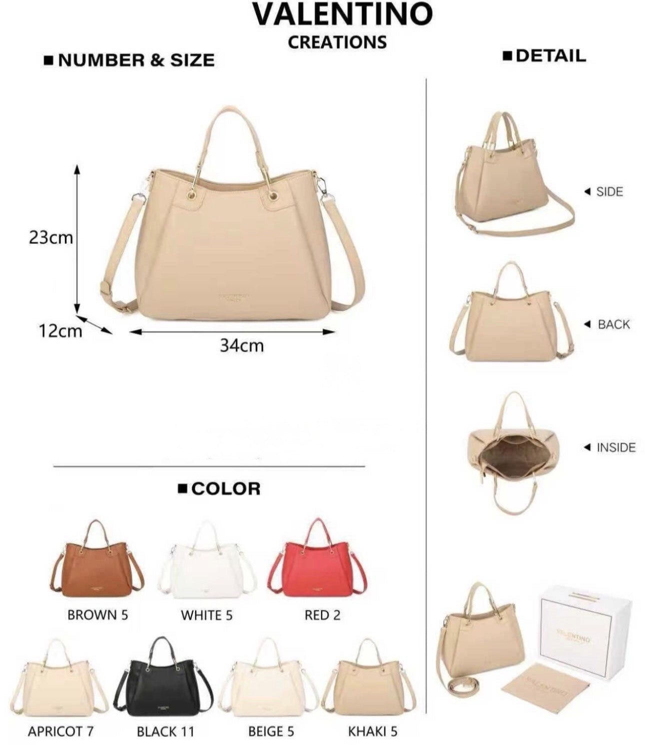 Elegante Damen Shopper von Valentino Creations (34x23x12) - White