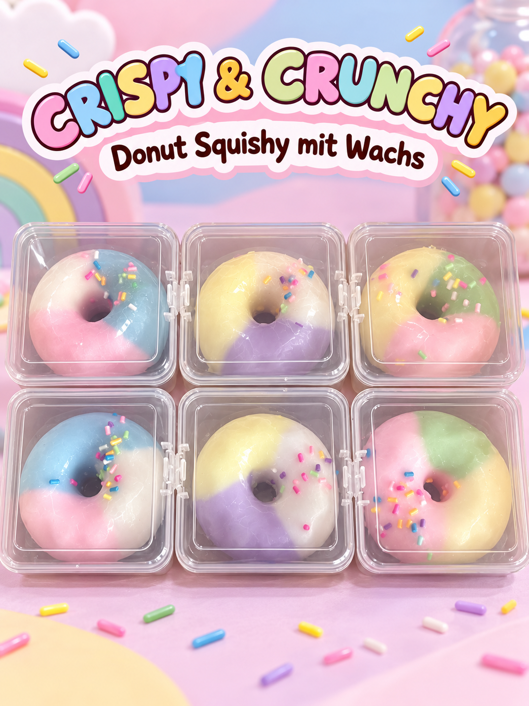 Donut-Squishys mit Crispy-&-Crunchy-Wachseffekt 🍩🌈✨