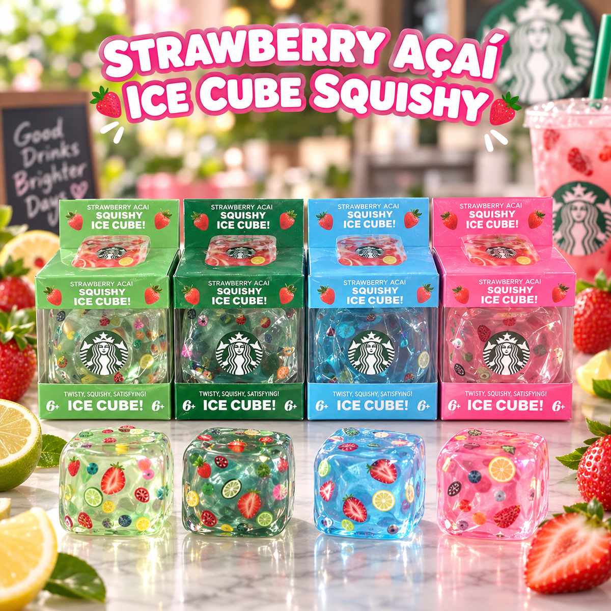 Nee Doh Ice Cube Squishy – Strawberry Açaí Edition 🍓🧊