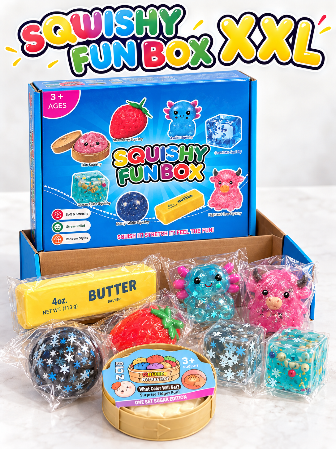 Squishy Fun Box XXL – 8-teiliges Überraschungsset