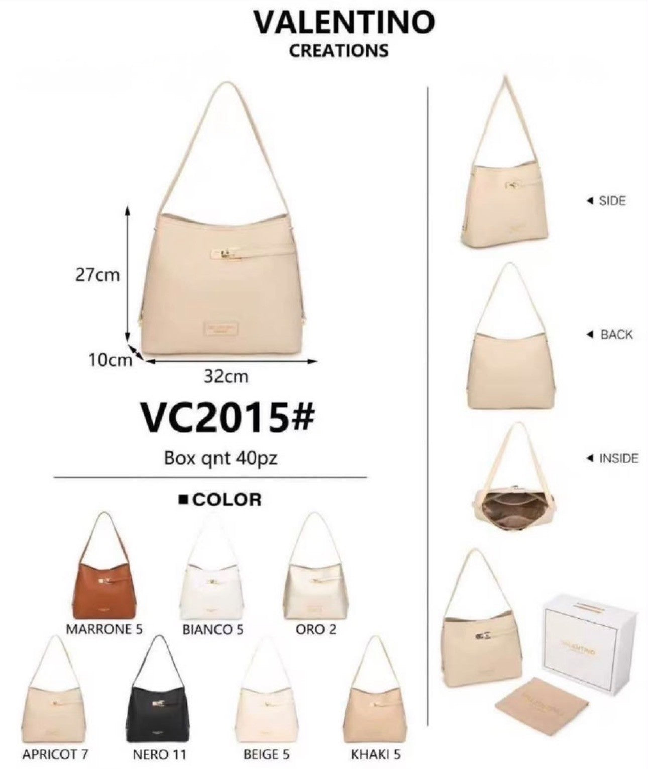 Valentino Creations Handtasche - Beige (VC2015 Tasche)