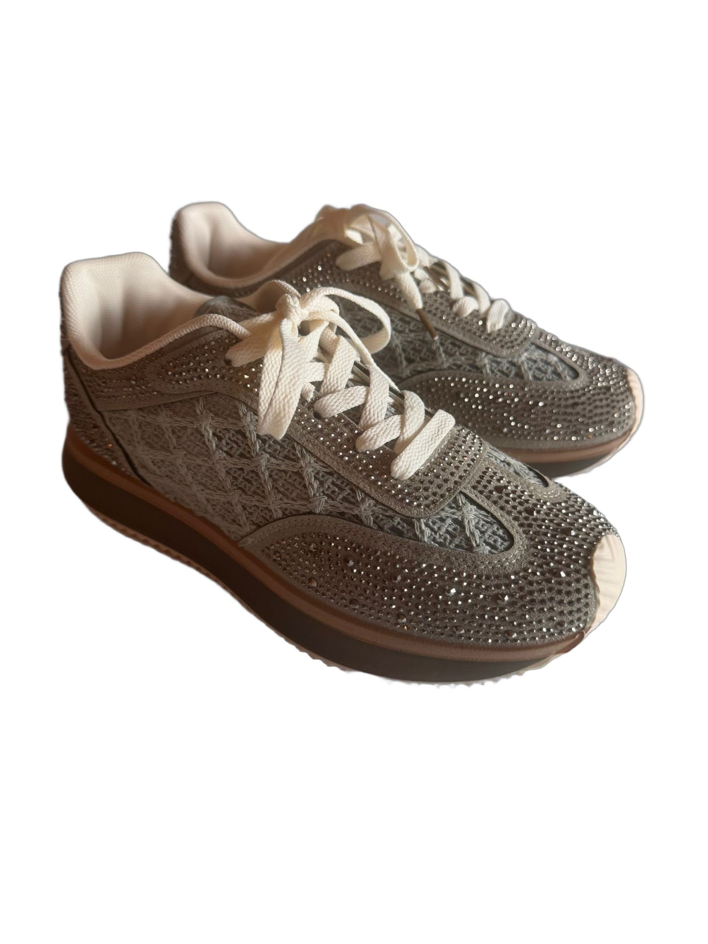 Damen Retro-Sneaker mit Strass in Grün