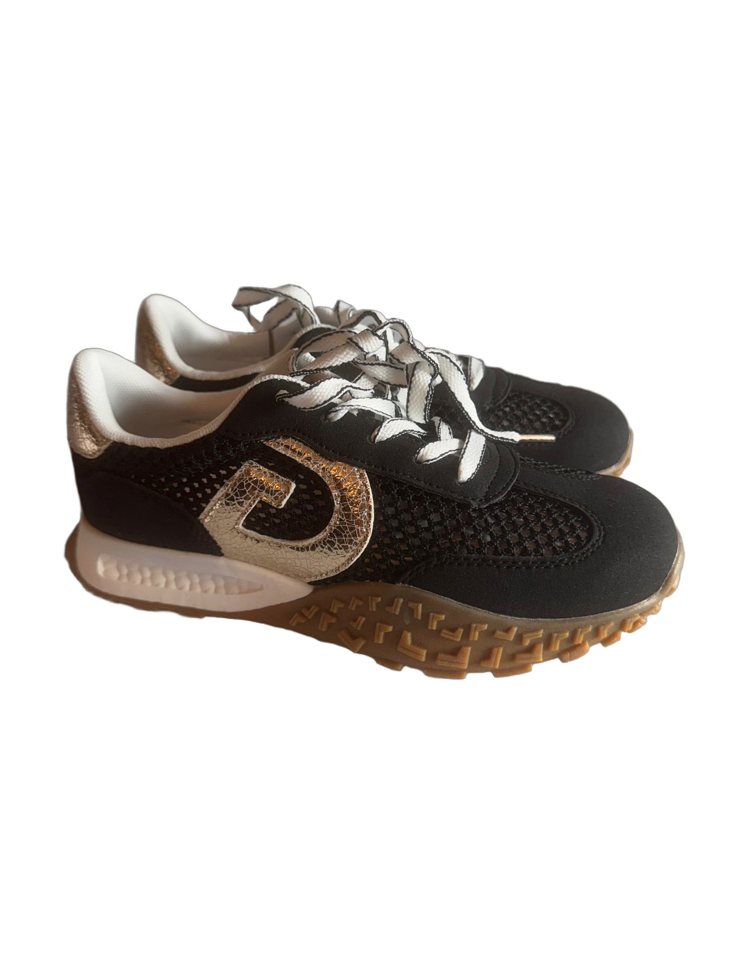 Damen Retro-Sneaker in Schwarz-Gold