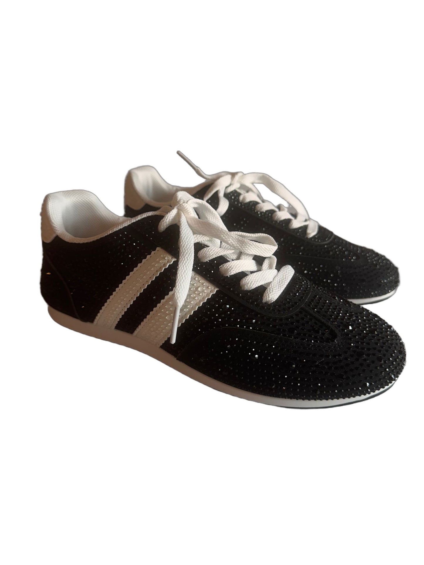 Damen Plateau-Sneaker in Schwarz mit Glitzer