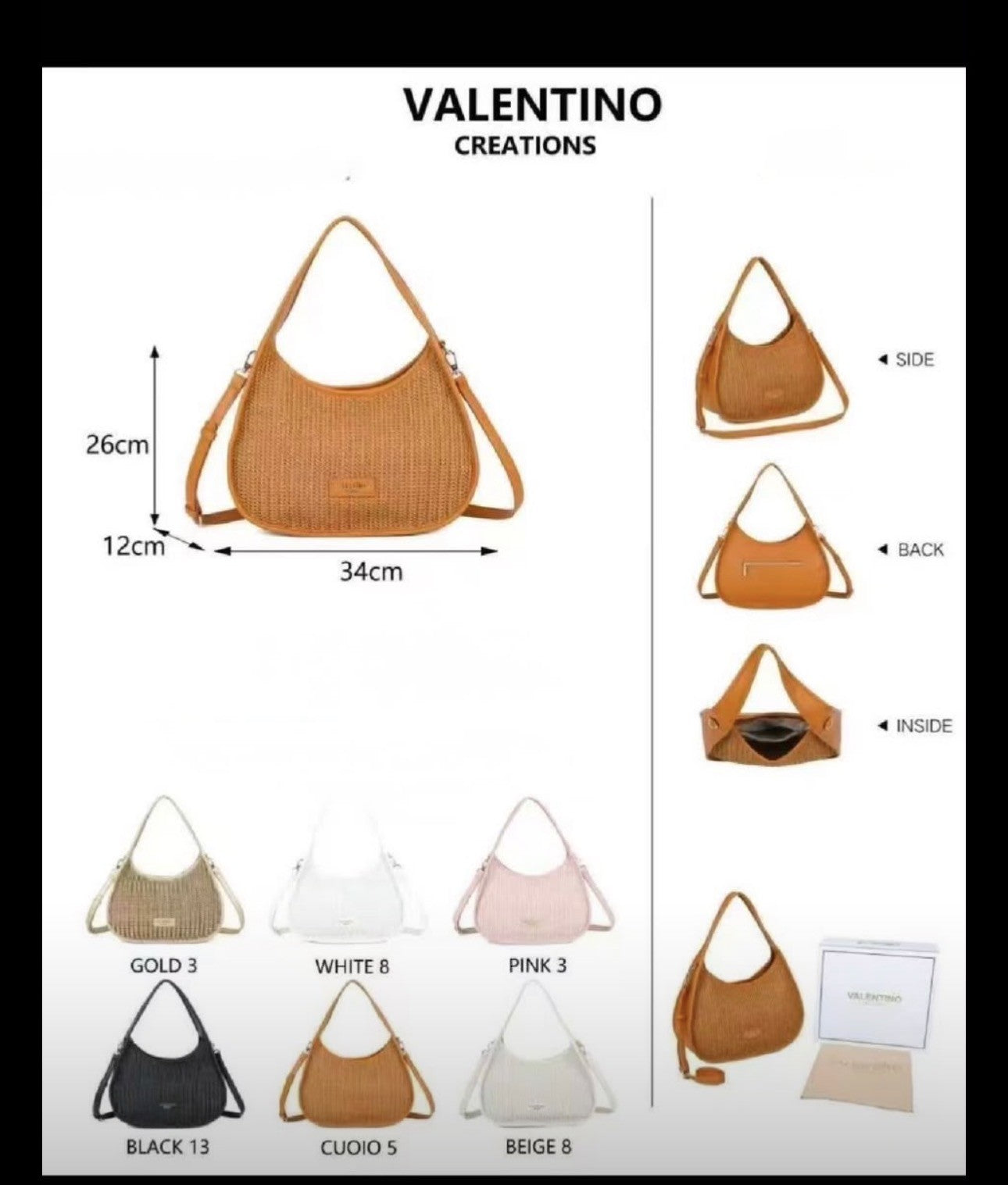 Elegante Damen Shopper von Valentino Creations (34x26x12) - Rosa
