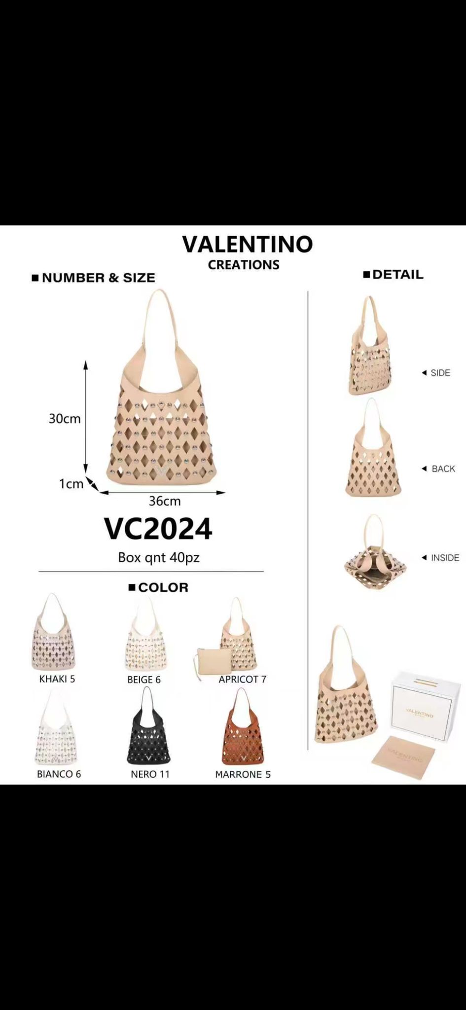 Elegante Damen Shopper von Valentino Creations (VC2024 36x30x1) - White
