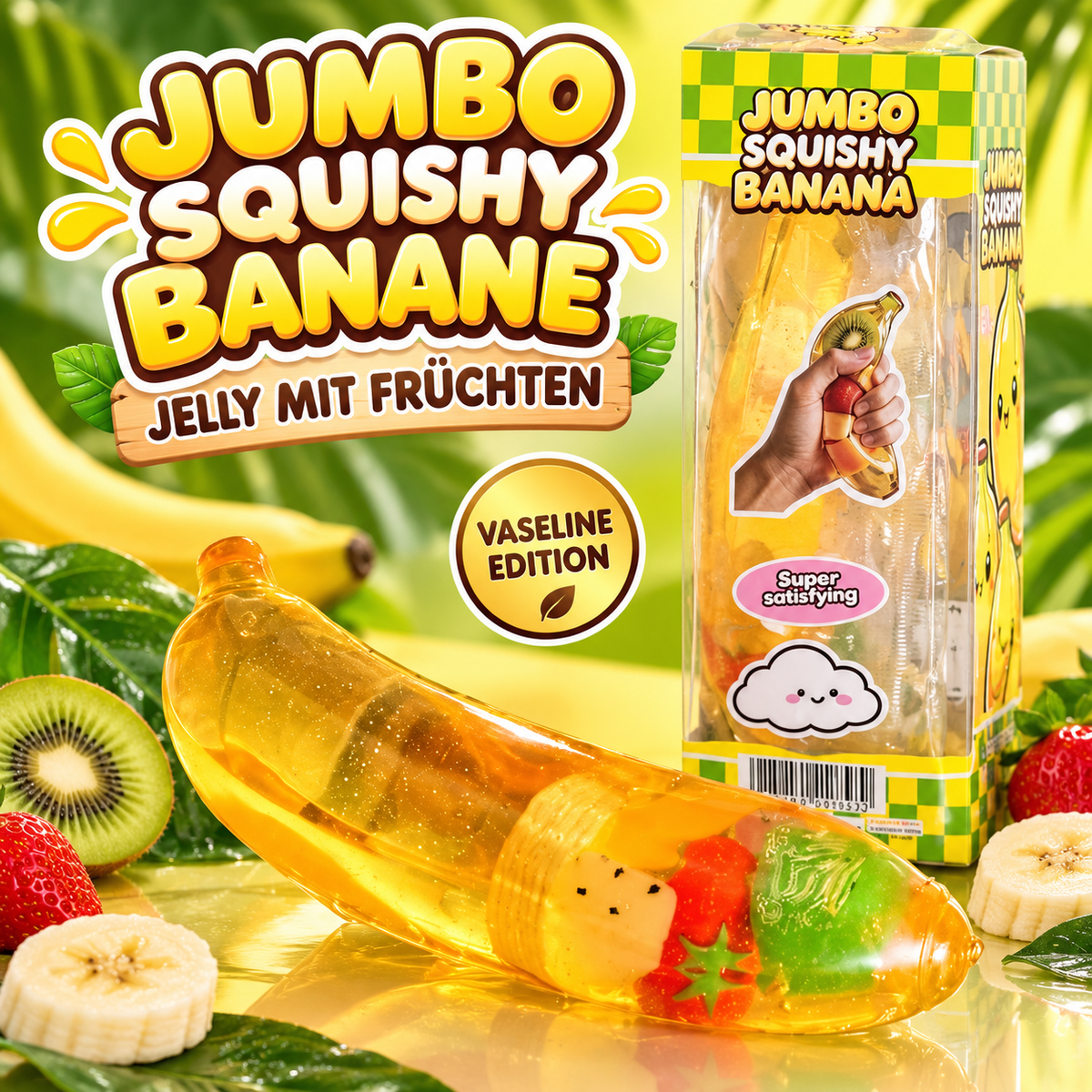 umbo Squishy Banane – Jelly mit Früchten 🍌🍓🥝