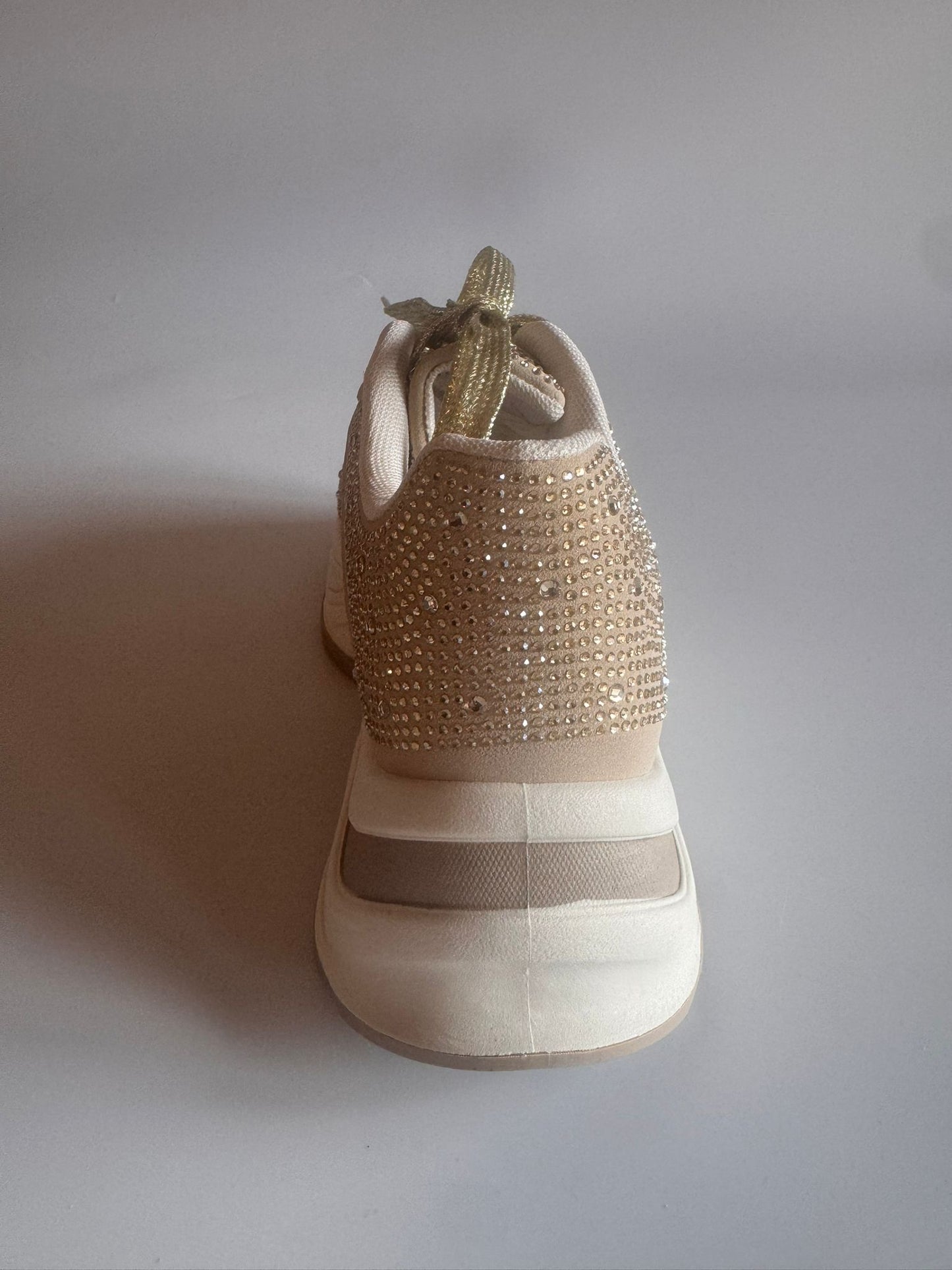 Damen Glitzer-Sneaker in Beige mit Strass