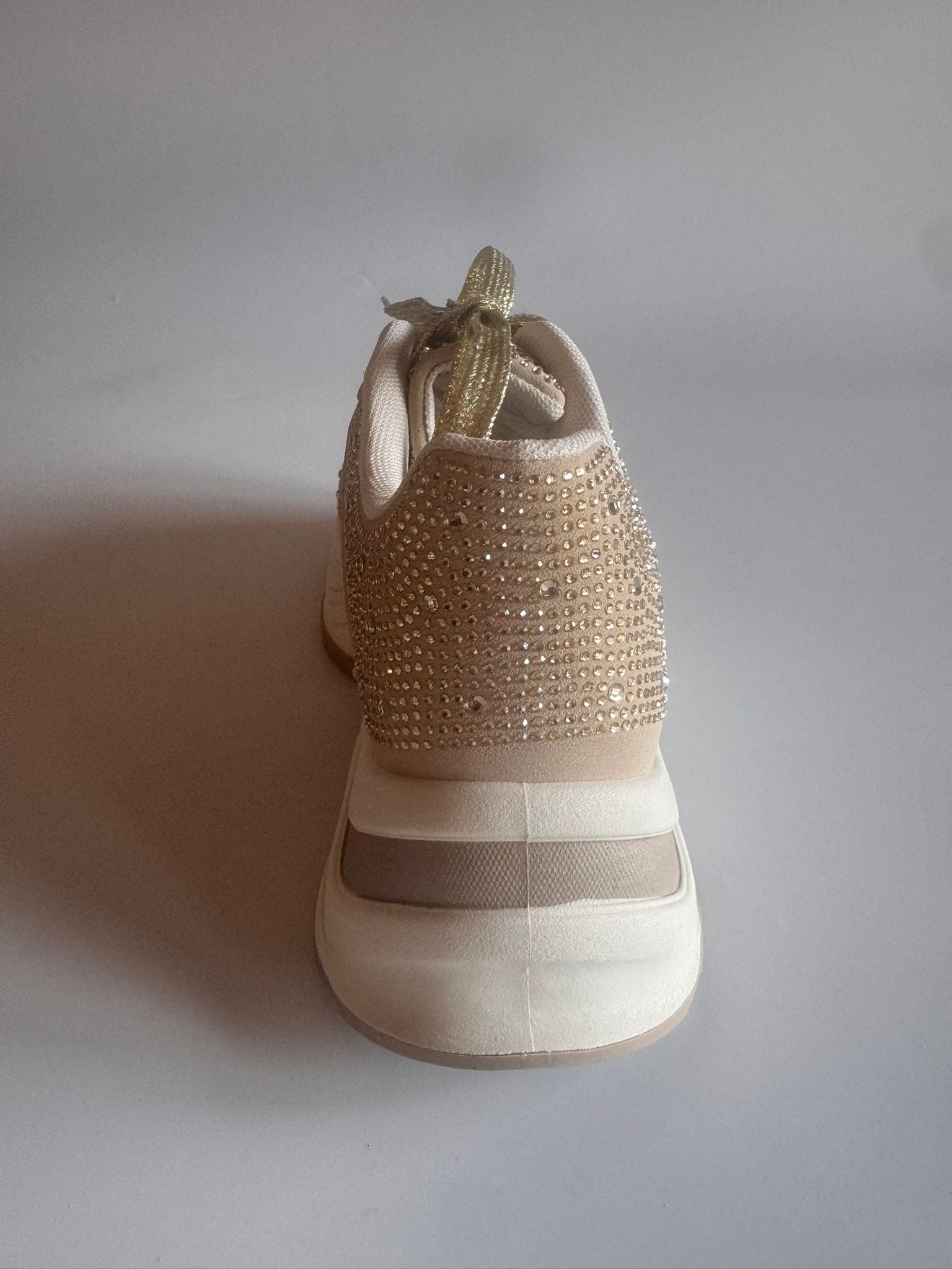 Damen Glitzer-Sneaker in Beige mit Strass