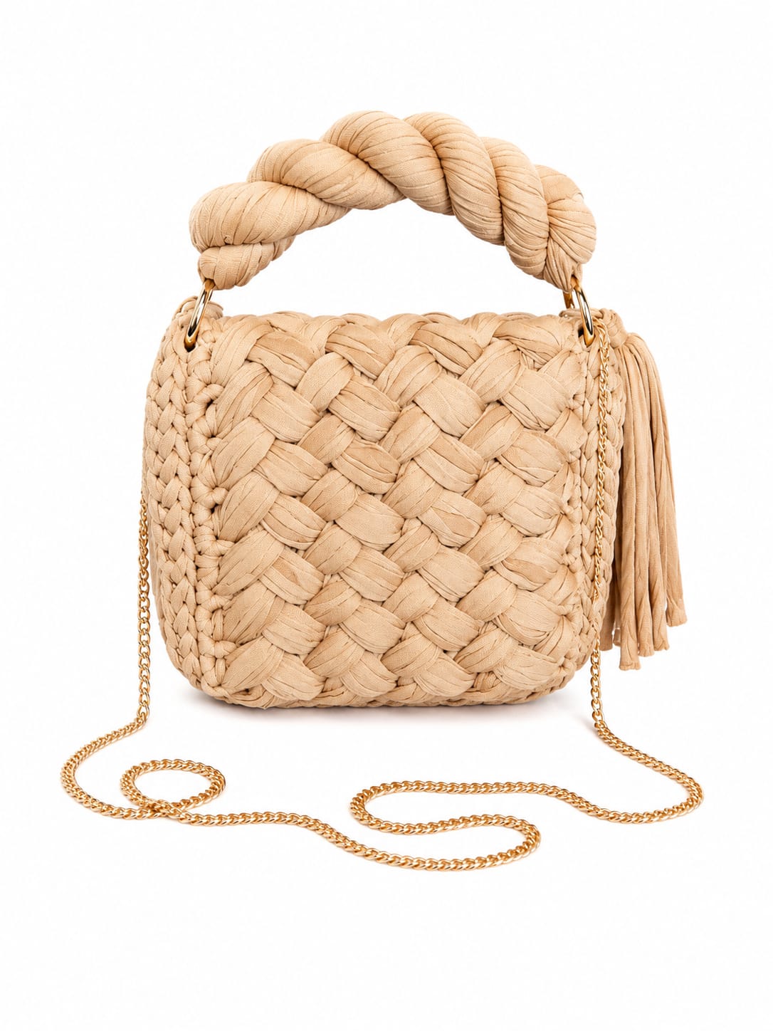 Geflochtene Damen Handtasche von Pelleteria Beta (20x16) - Braun