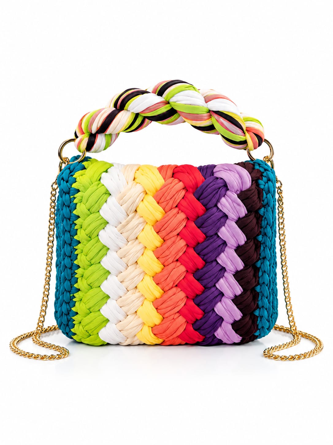 Geflochtene Damen Handtasche von Pelleteria Beta (20x16) - Mehrfarbig_Bunt