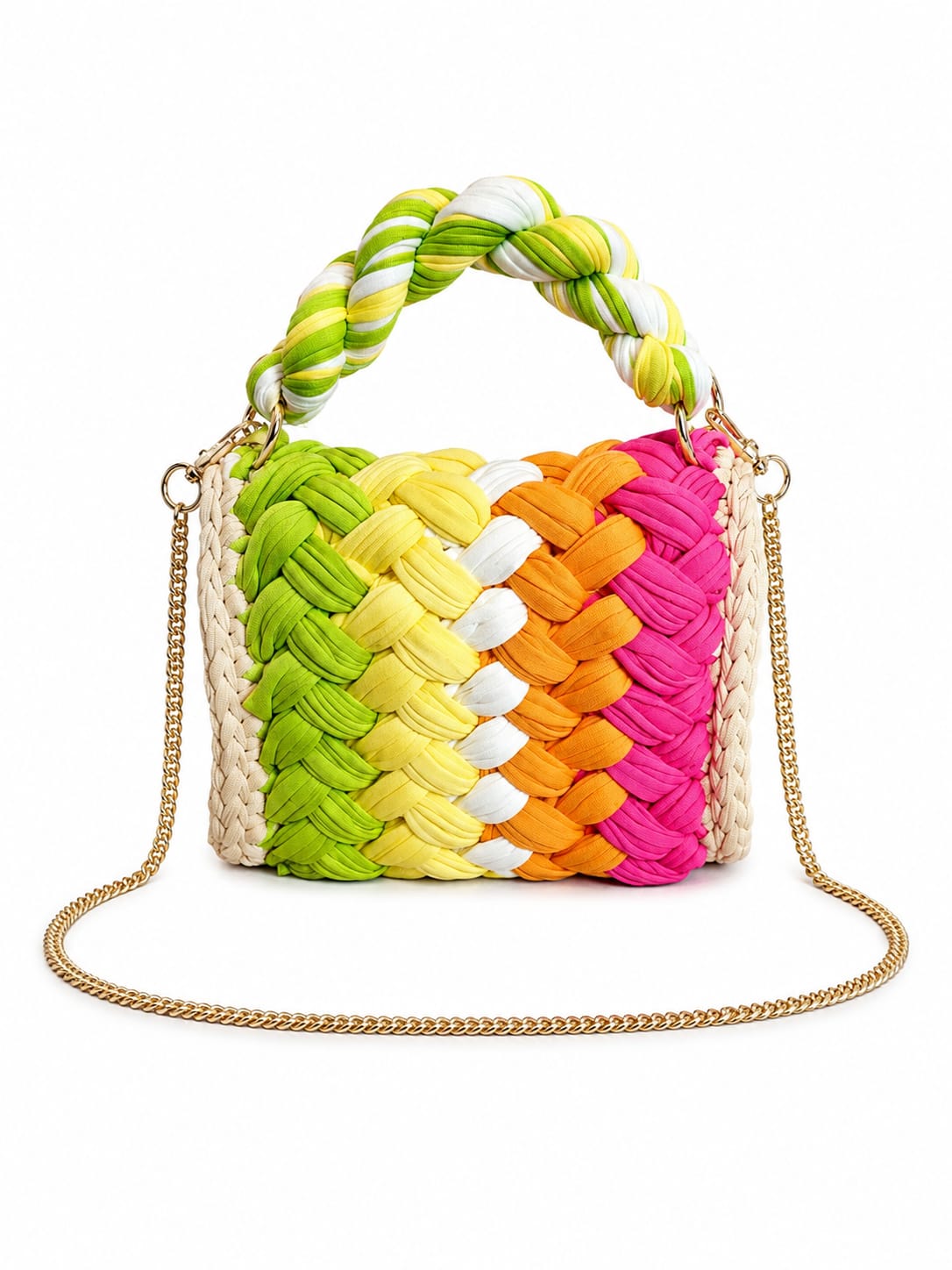 Geflochtene Damen Handtasche von Pelleteria Beta (20x16) - Mehrfarbig_Neon
