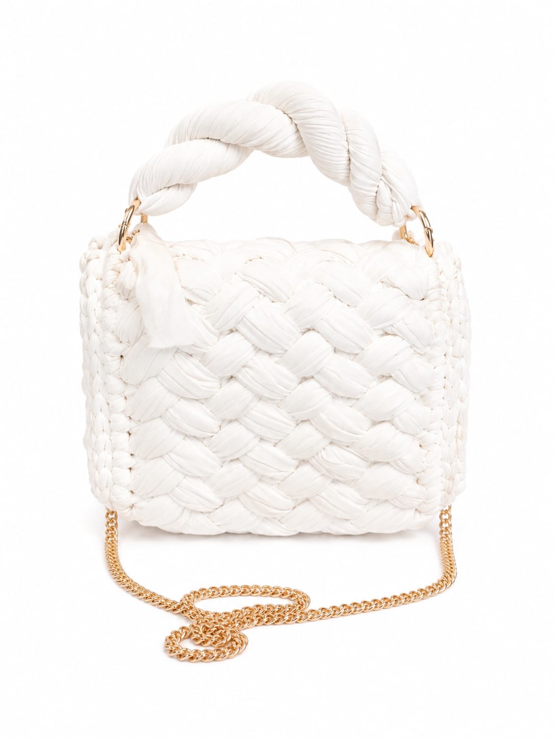 Geflochtene Damen Handtasche von Pelleteria Beta (20x16) - Weiss