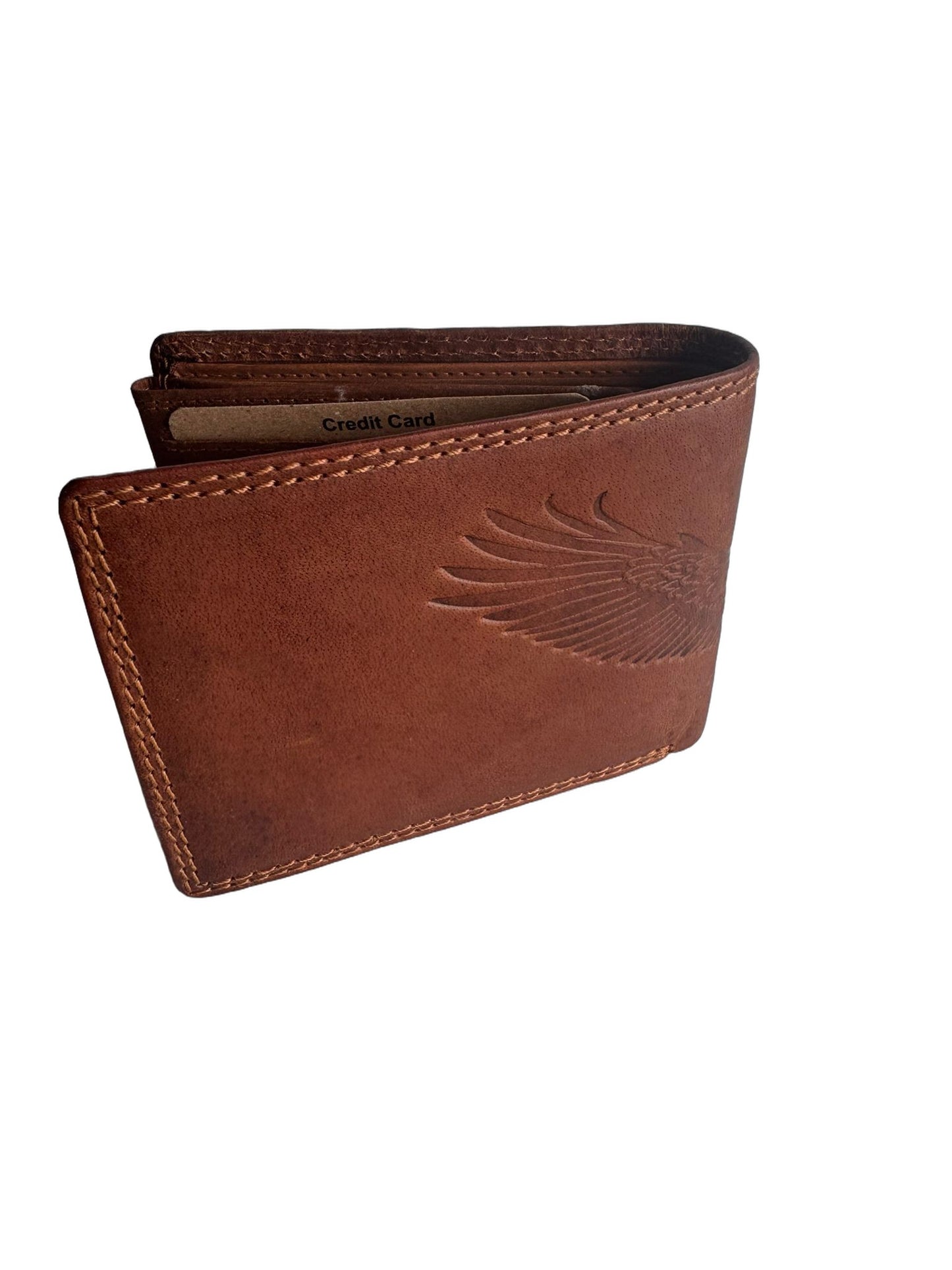 Hochwertige Geldbörse aus Kalbsleder mit Adler-Motiv (Unisex Geldbörse 12x10x2) - Braun_Adler