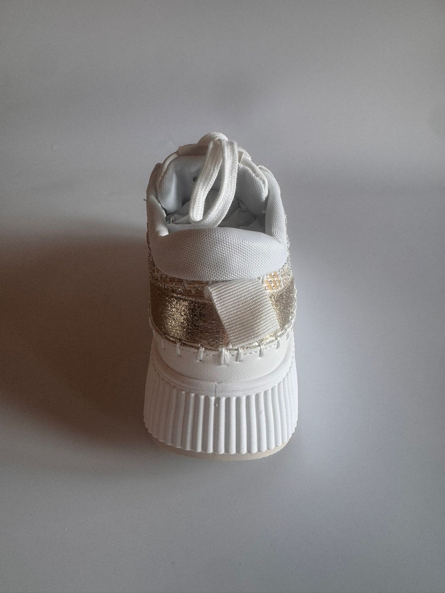 Damen Plateau-Sneaker in Weiß-Gold