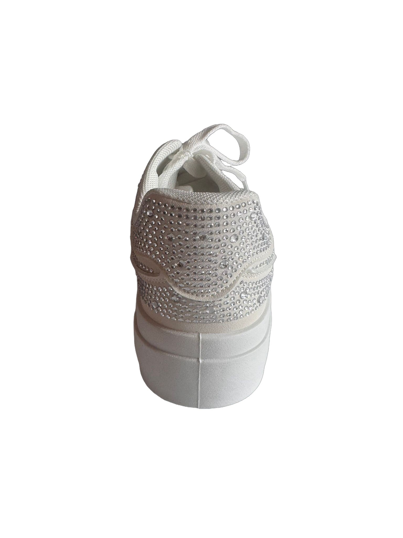 Damen Plateau-Sneaker in Weiß mit Strass
