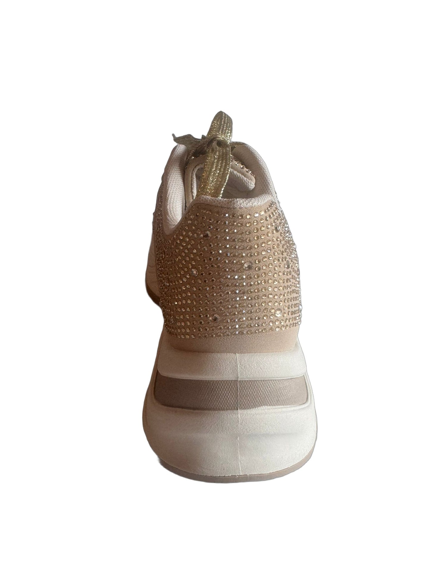 Damen Glitzer-Sneaker in Beige mit Strass