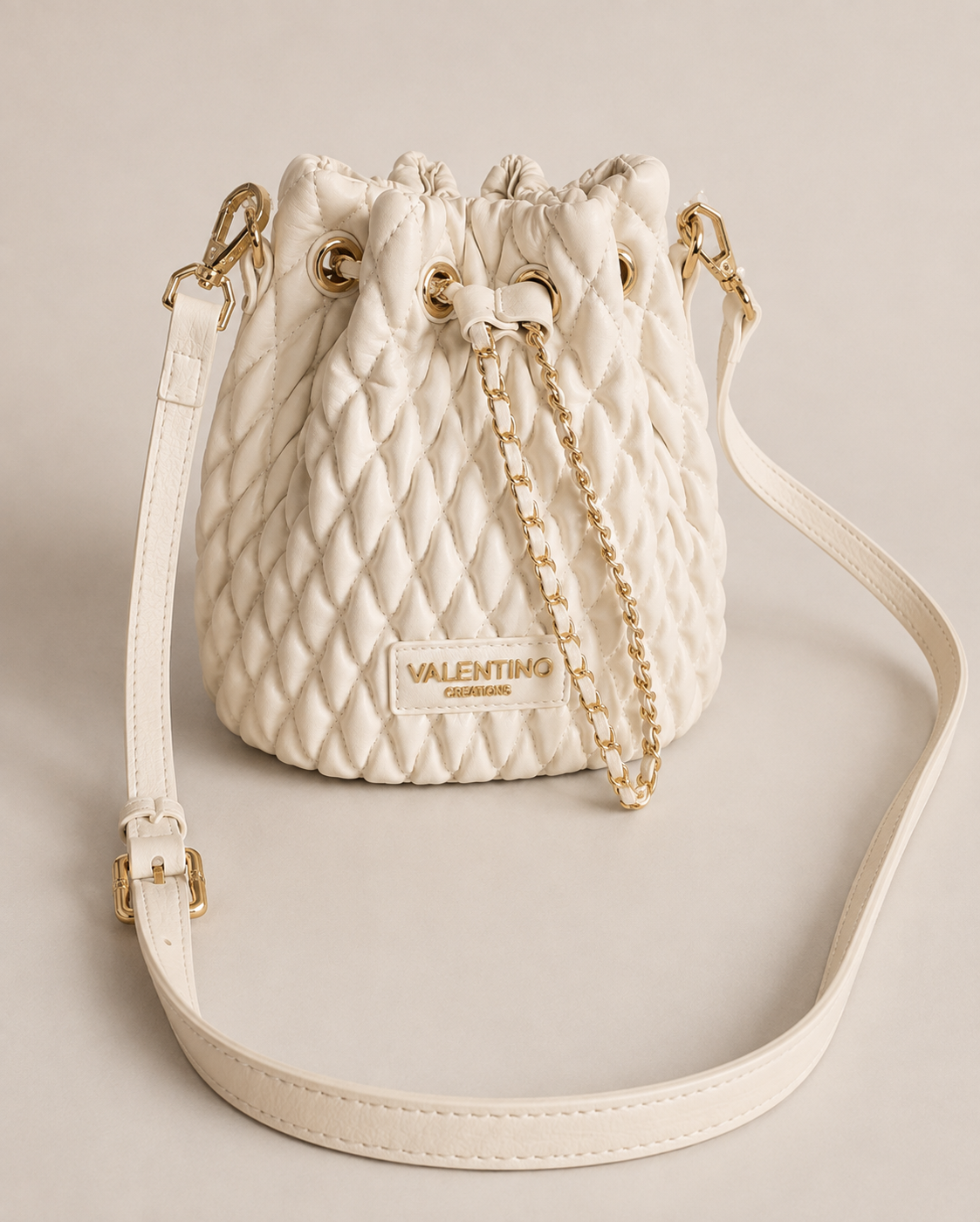 Elegante Damen Umhängetasche von Valentino Creations (20x19x15) - Beige