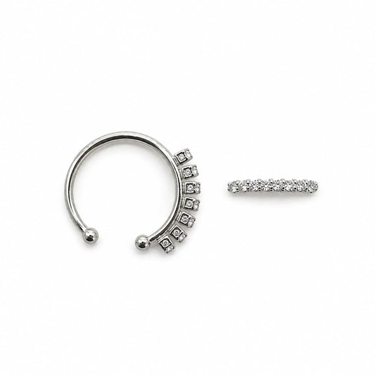 925 Sterling Silber Nasenpiercing mit Zirkonia-Steinen (Nasenpiercing Zirkonia Halbkreis)