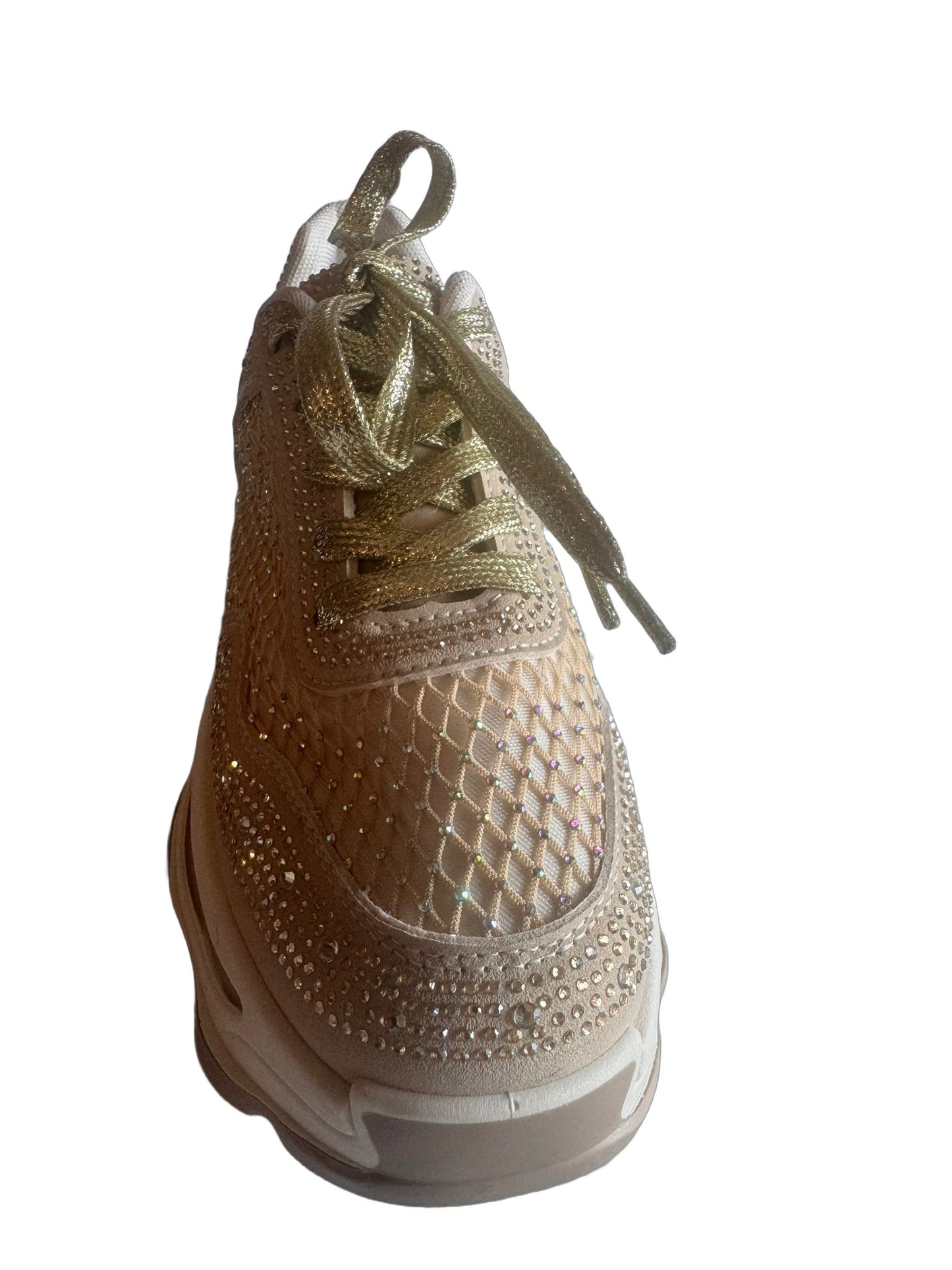 Damen Glitzer-Sneaker in Beige mit Strass