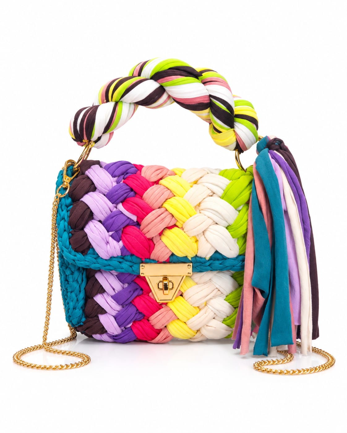 Geflochtene Damen Handtasche von Pelleteria Beta (20x16) - Mehrfarbig_Bunt