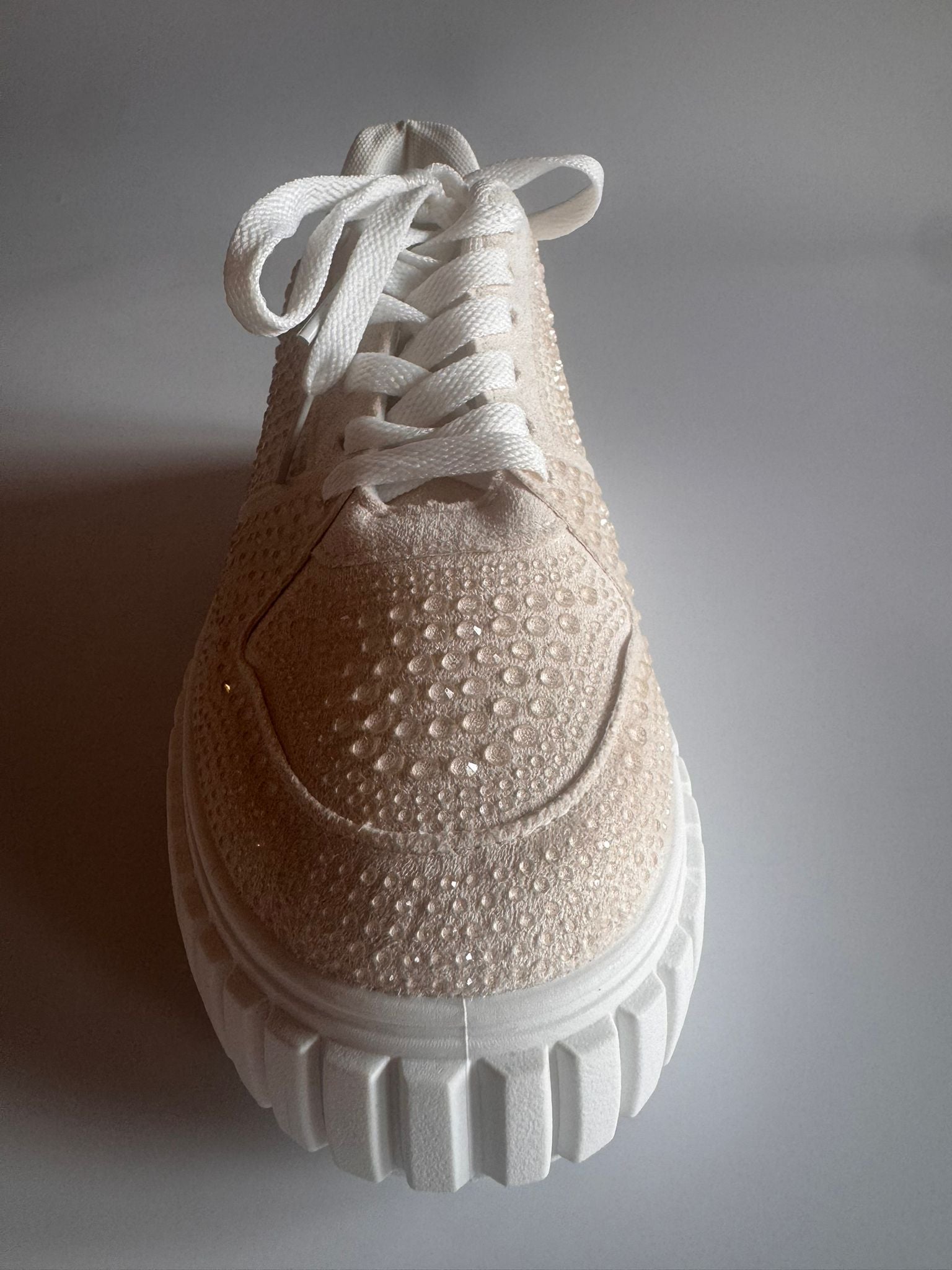 Damen Plateau-Sneaker in Beige mit Strass