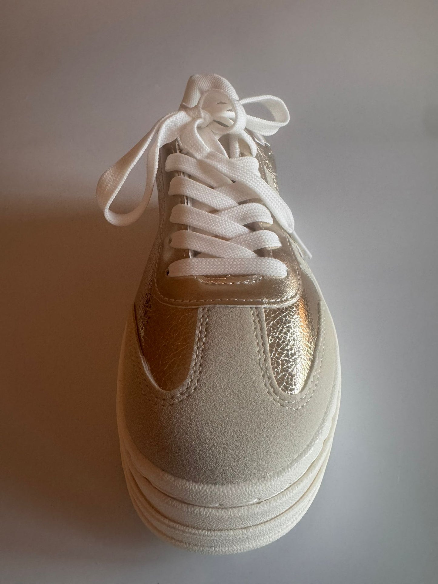 Damen Plateau-Sneaker in Beige-Gold