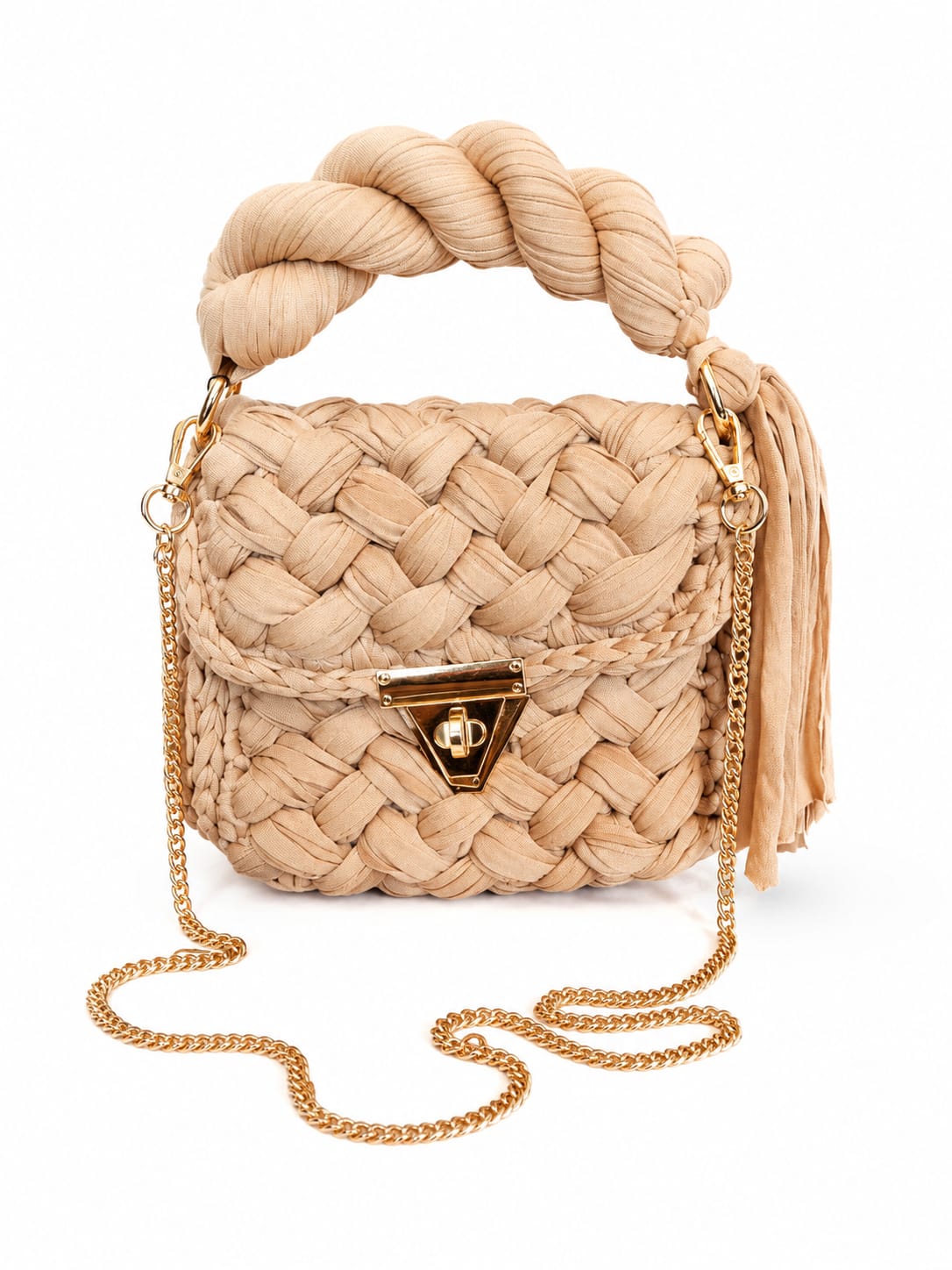 Geflochtene Damen Handtasche von Pelleteria Beta (20x16) - Braun