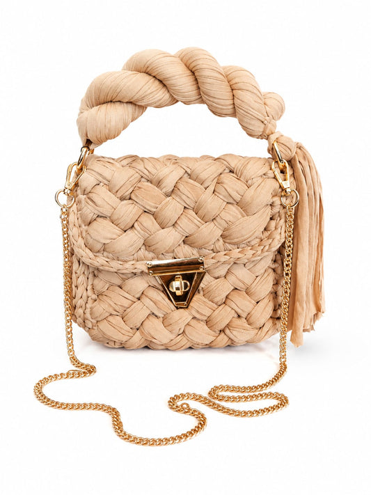 Geflochtene Damen Handtasche von Pelleteria Beta (20x16) - Braun
