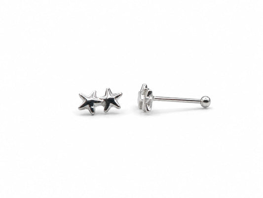 925 Silber Nasenpiercing – Doppelstern (Nasenpiercing Doppelstern)