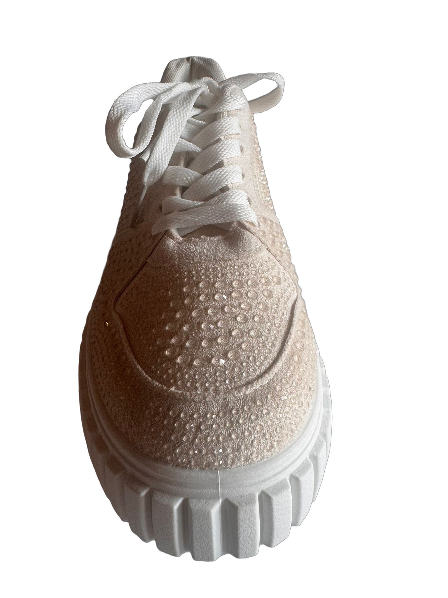 Damen Plateau-Sneaker in Beige mit Strass