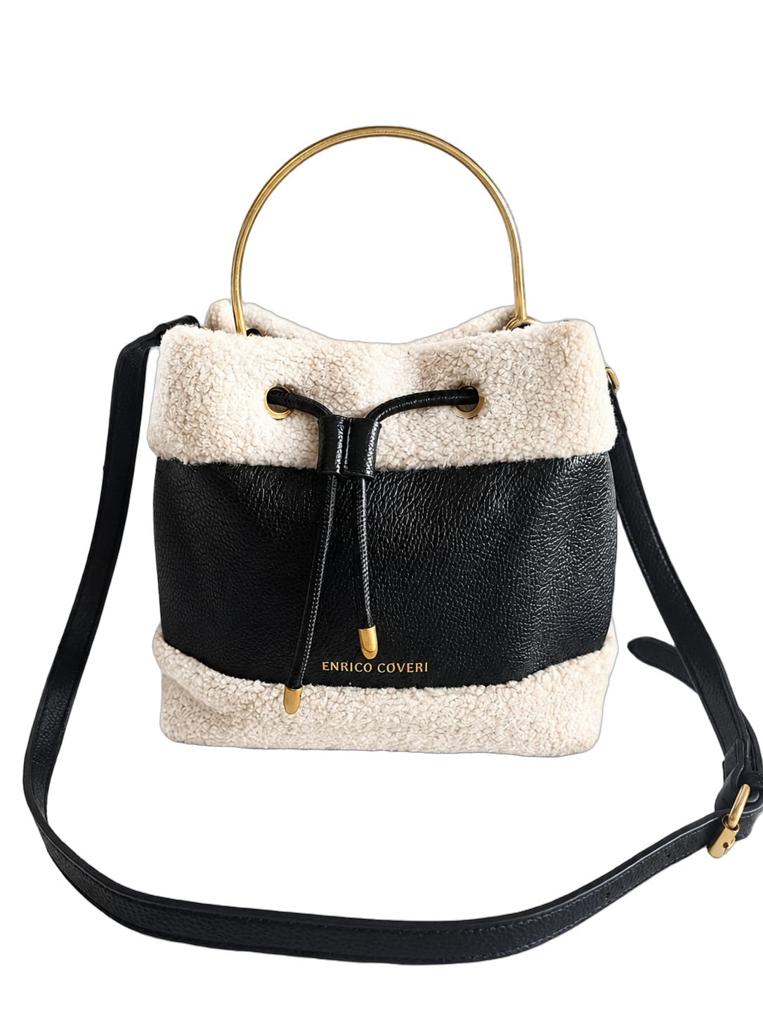 Elegante Damen Handtasche von Enrico Coveri (23x21) - Schwarz_Weiss
