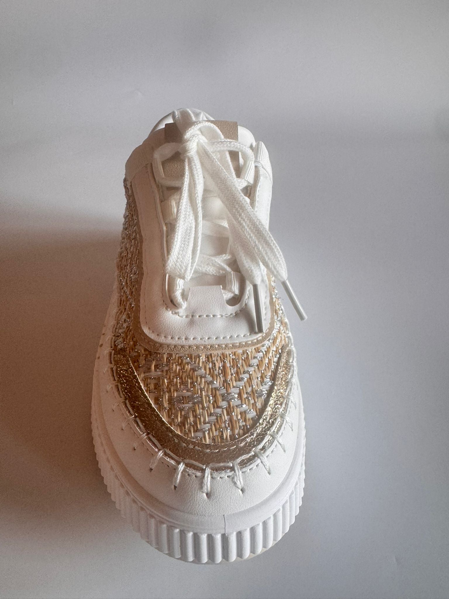 Damen Plateau-Sneaker in Weiß-Gold