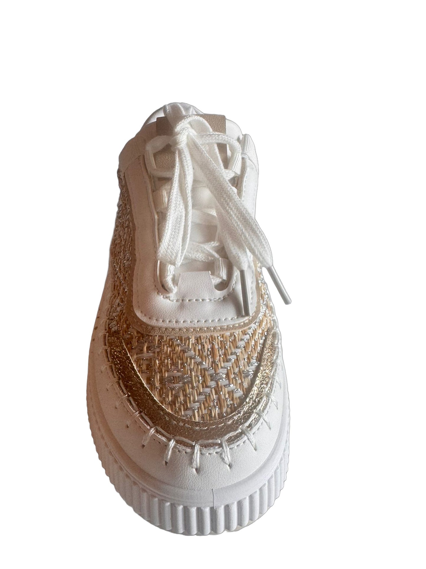 Damen Plateau-Sneaker in Weiß-Gold