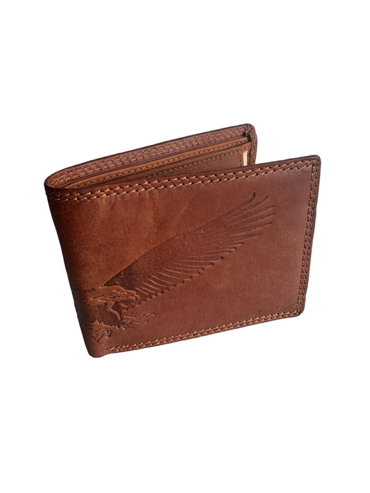 Hochwertige Geldbörse aus Kalbsleder mit Adler-Motiv (Unisex Geldbörse 12x10x2) - Braun_Adler