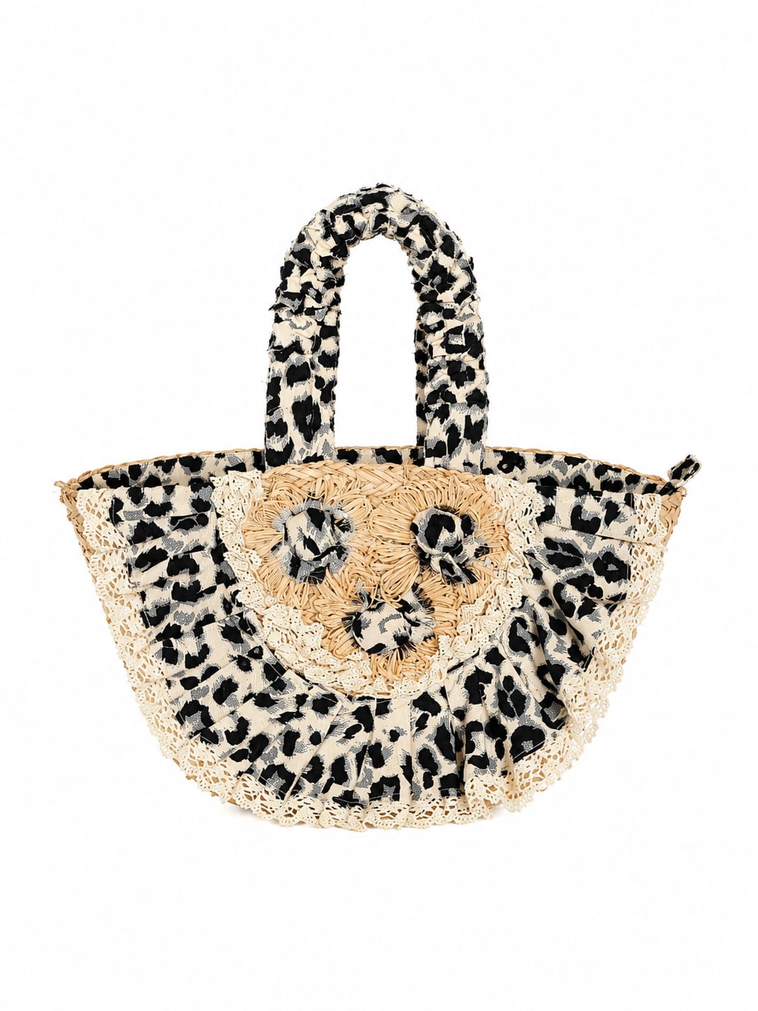 Kassandra & Co - Korbtasche_50x30_Leopard_Schwarz_Weiss - Leopard Schwarz-Weiß