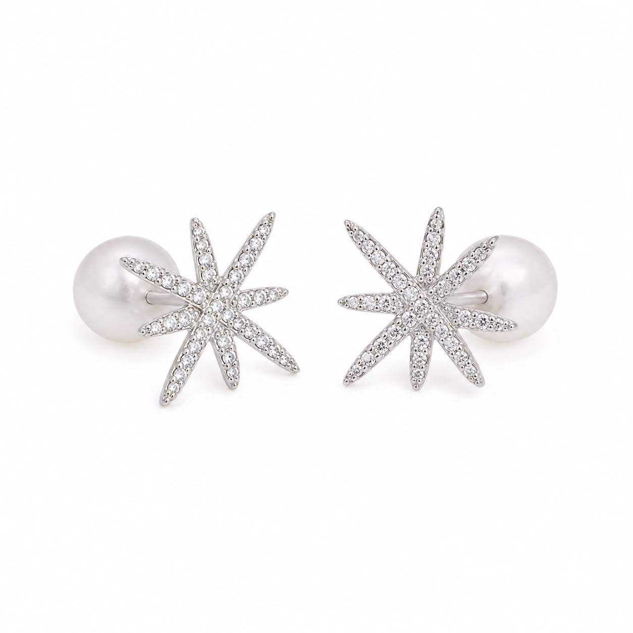 925 Silber Ohrstecker – Stern mit Zirkonia – ca. 18 mm (Stern mit Zirkonia 18mm)