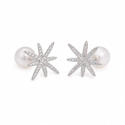 925 Silber Ohrstecker – Stern mit Zirkonia – ca. 18 mm (Stern mit Zirkonia 18mm)