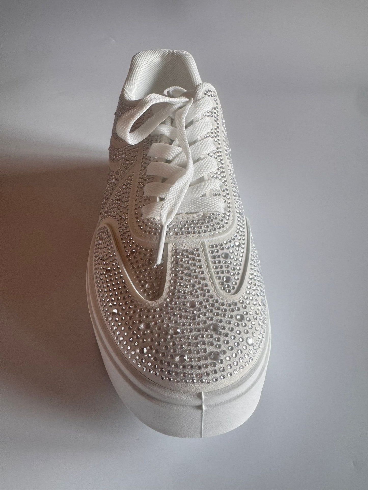 Damen Plateau-Sneaker in Weiß mit Strass