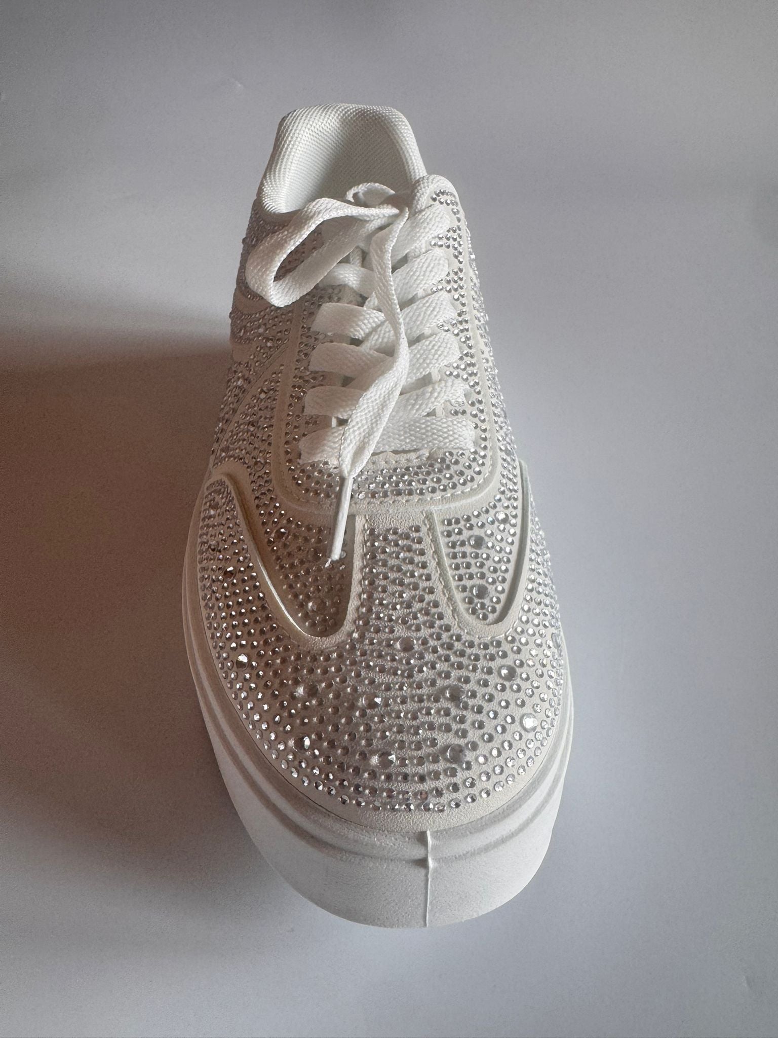 Damen Plateau-Sneaker in Weiß mit Strass