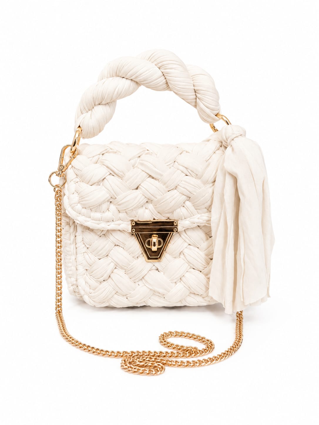 Geflochtene Damen Handtasche von Pelleteria Beta (20x16) - Weiss