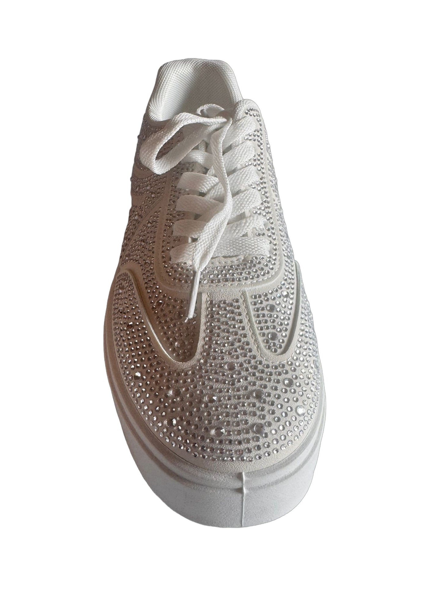Damen Plateau-Sneaker in Weiß mit Strass
