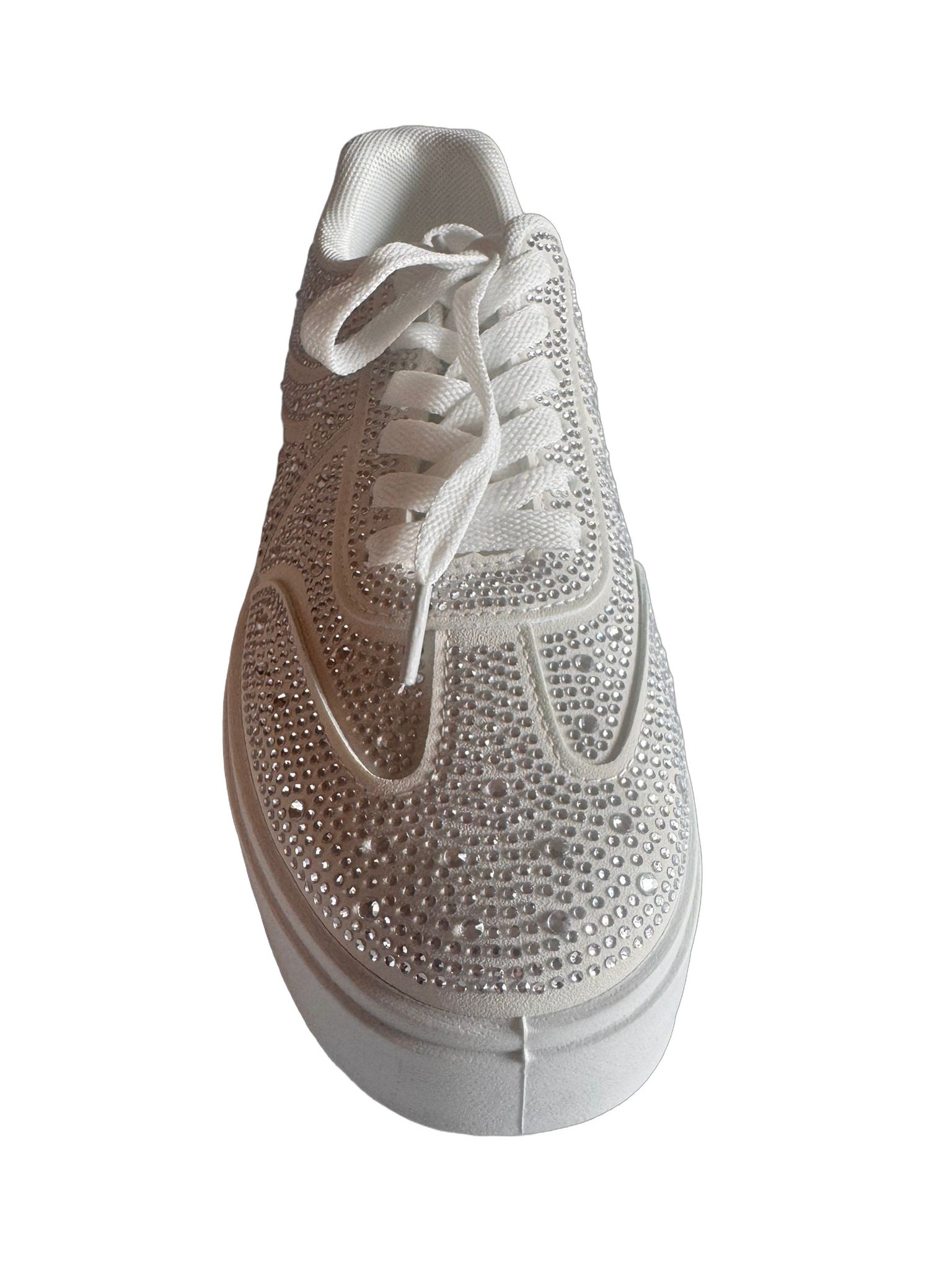 Damen Plateau-Sneaker in Weiß mit Strass