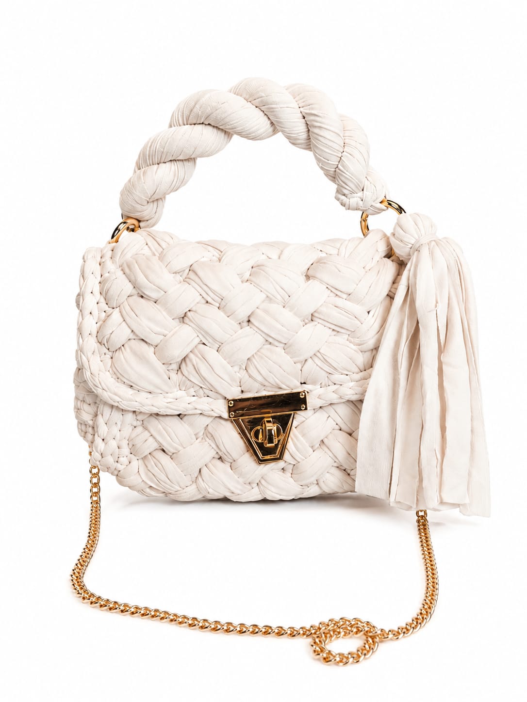 Geflochtene Damen Handtasche von Pelleteria Beta (20x16) - Beige