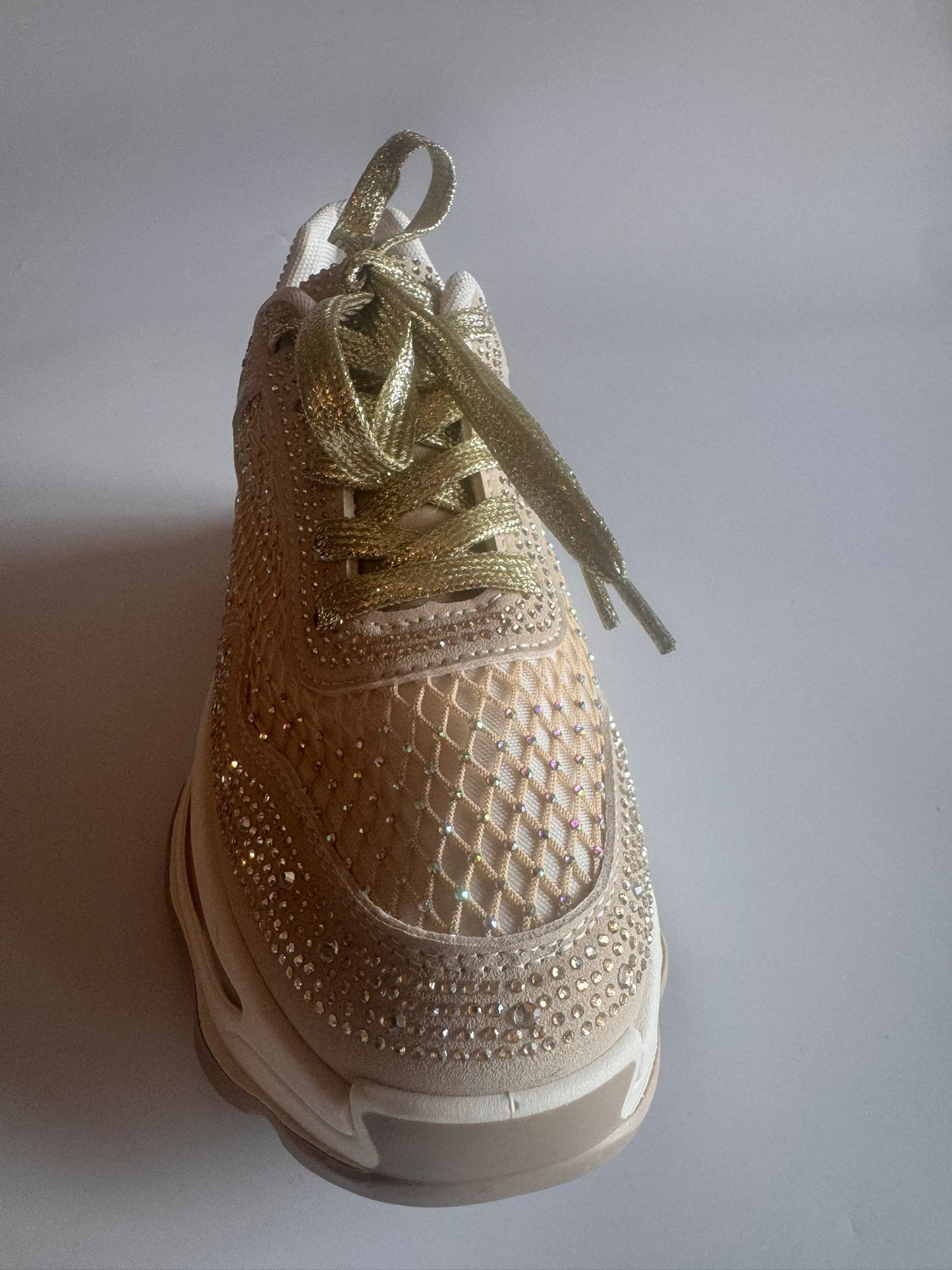 Damen Glitzer-Sneaker in Beige mit Strass
