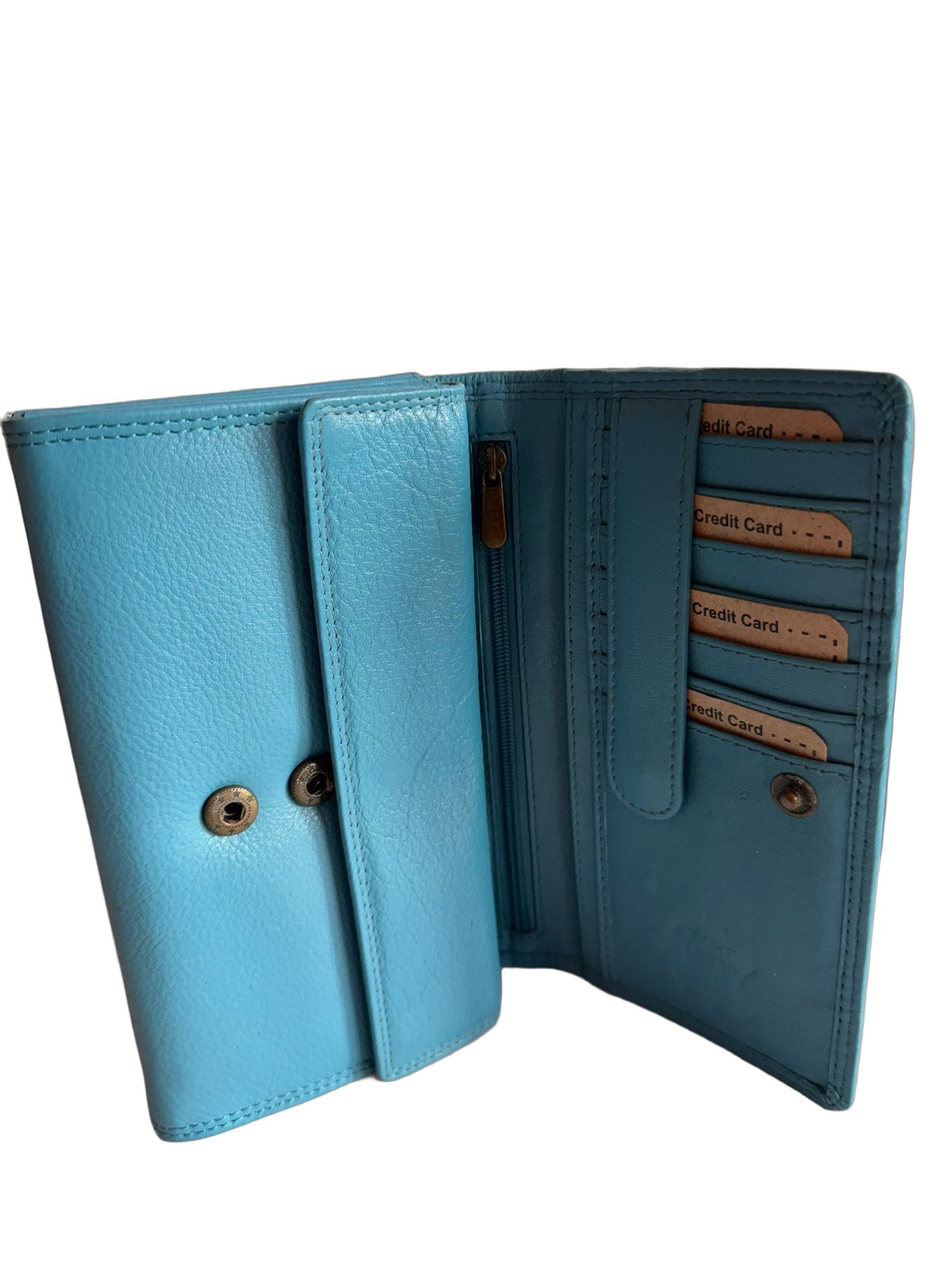 Hochwertige Unisex Geldbörse aus Kalbsleder (Unisex Geldbörse 17x11x2) - Türkis_Blau
