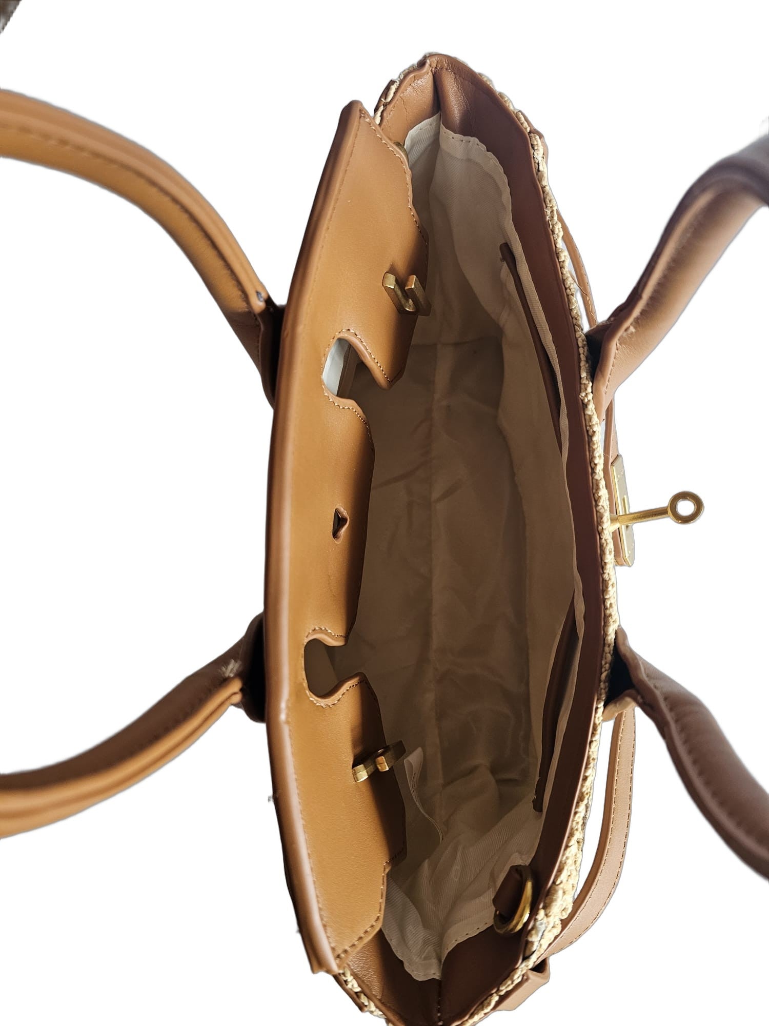 Elegante Damen Henkeltasche von Enrico Coveri (26x23) - Beige_Braun
