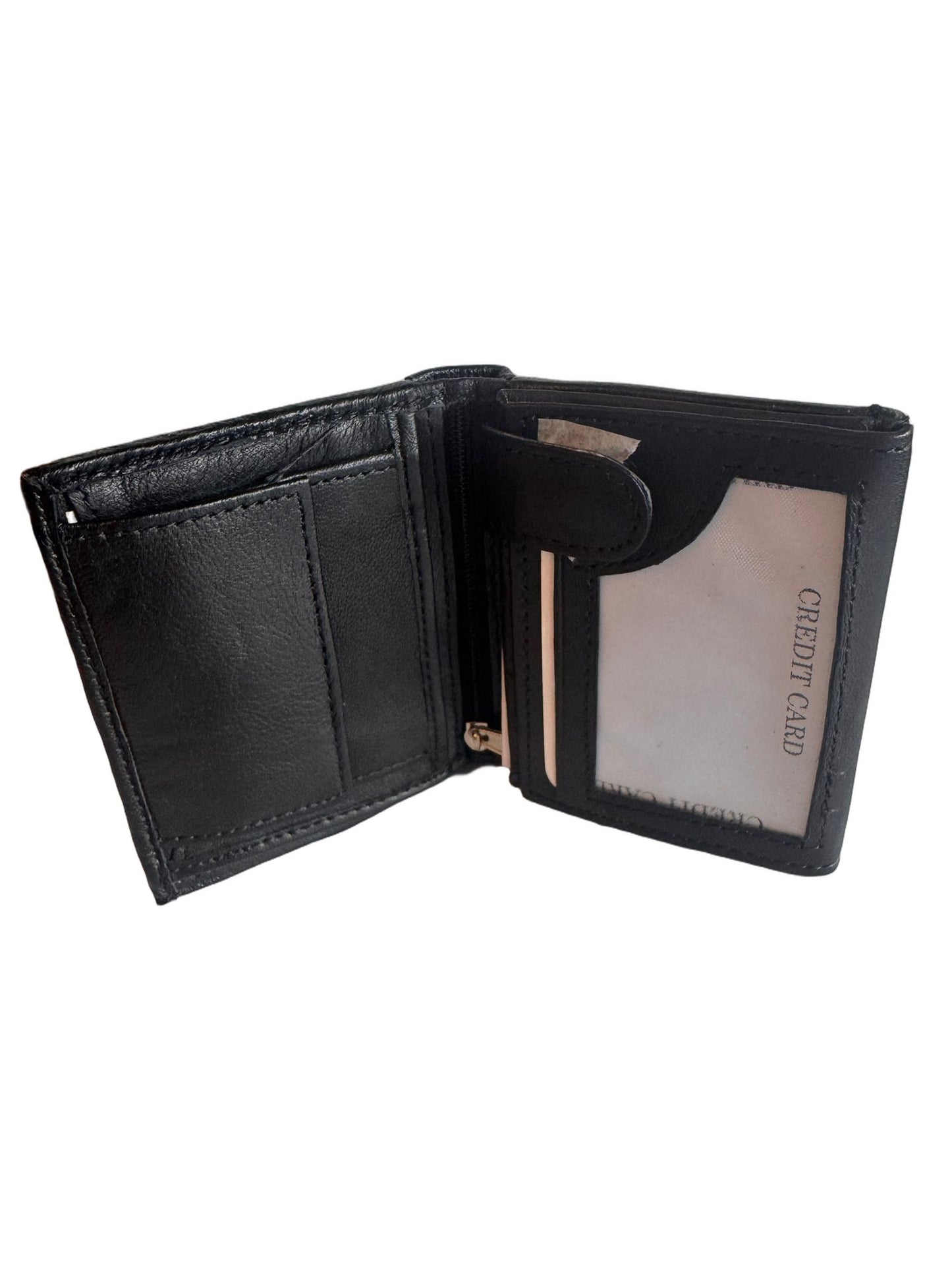 Hochwertige Unisex Geldbörse aus Kalbsleder (Unisex Geldbörse 10x7.5x2) - Schwarz