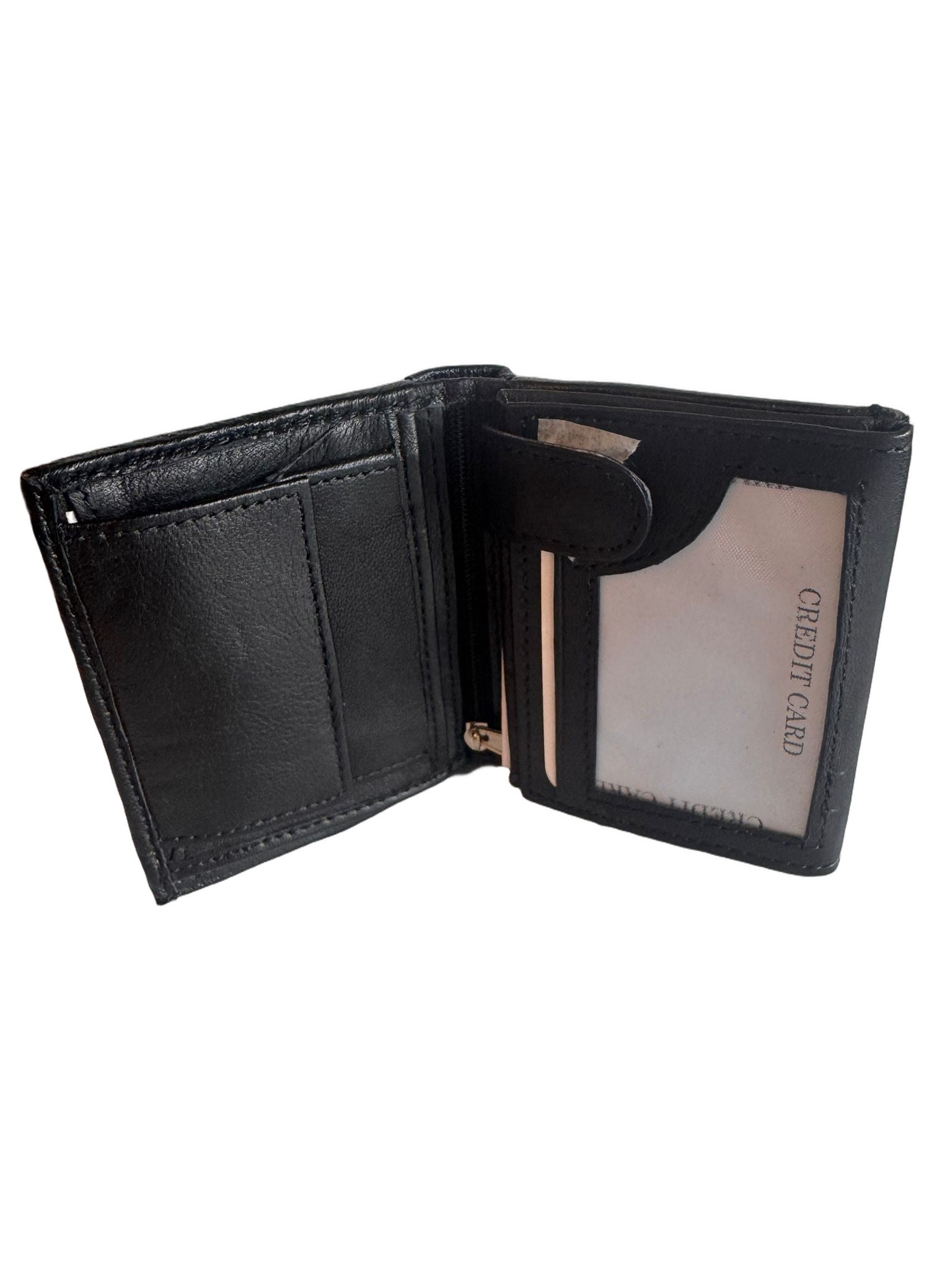 Hochwertige Unisex Geldbörse aus Kalbsleder (Unisex Geldbörse 10x7.5x2) - Schwarz