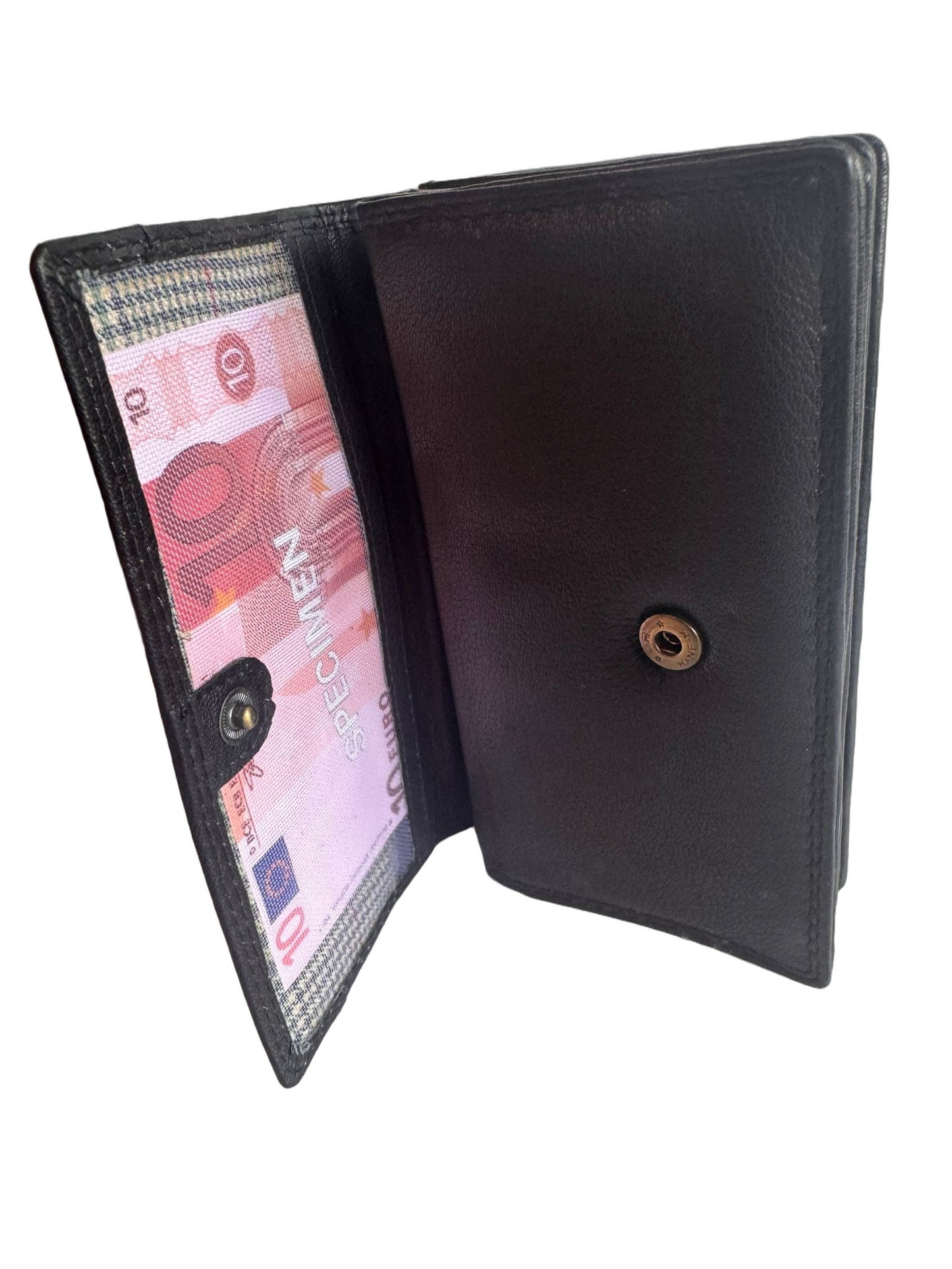 Hochwertige Unisex Geldbörse aus Kalbsleder (Unisex Geldbörse 16x10x3 tt) - Schwarz